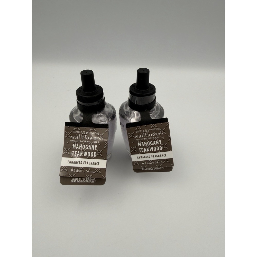 2 BATH & BODY WORKS MAHOGANY TEAKWOOD WALLFLOWER FRAGRANCE REFILL BULB PLUG IN